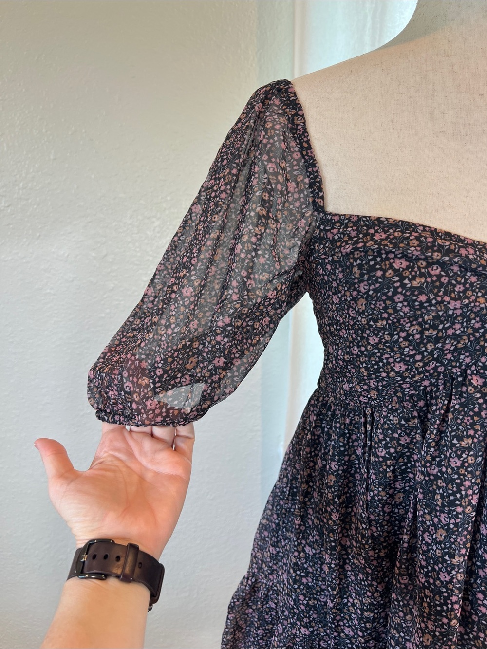 saltwater LUXE Carlie Black Mini Dress with Pink Floral Pattern. Size S. NWT - Picture 7 of 9